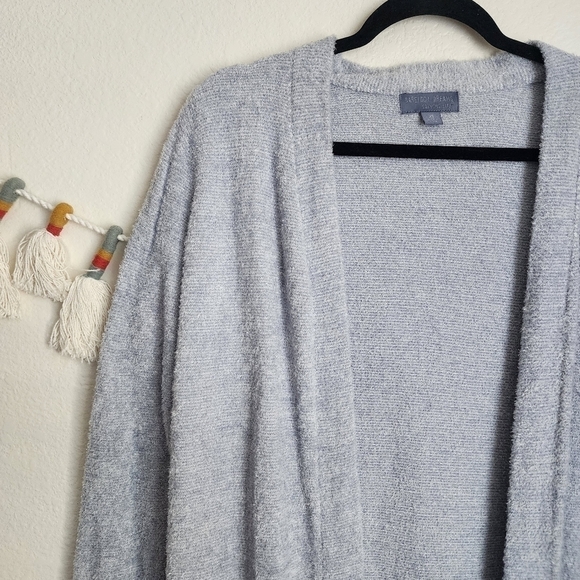 Barefoot Dreams Cozychic Lite Longline Open Front Cardigan Baby Blue Gray Lounge - Picture 3 of 9